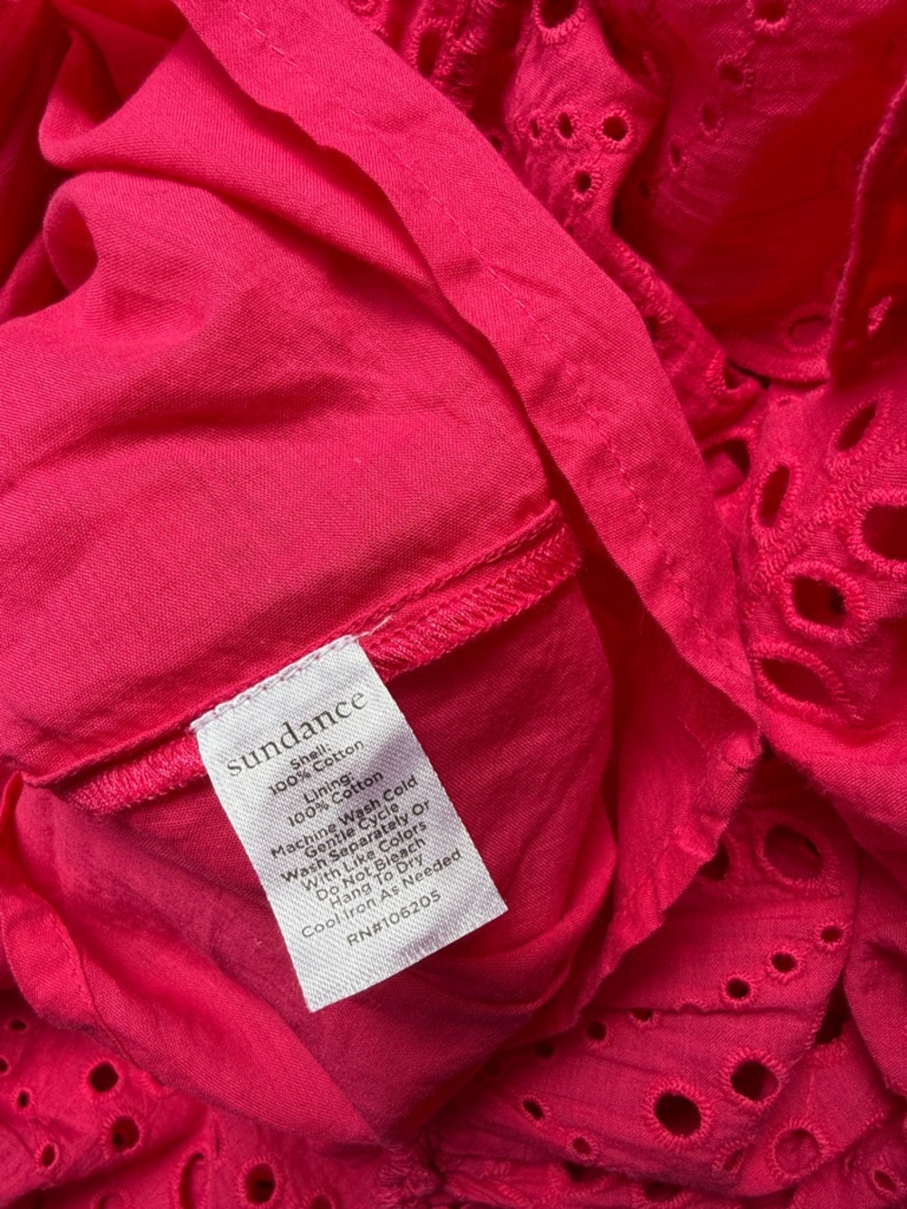Sundance Juno Eyelet Maxi Dress Pink Pockets Elastic Waist Flutter Sleeves Large - Picture 12 of 16